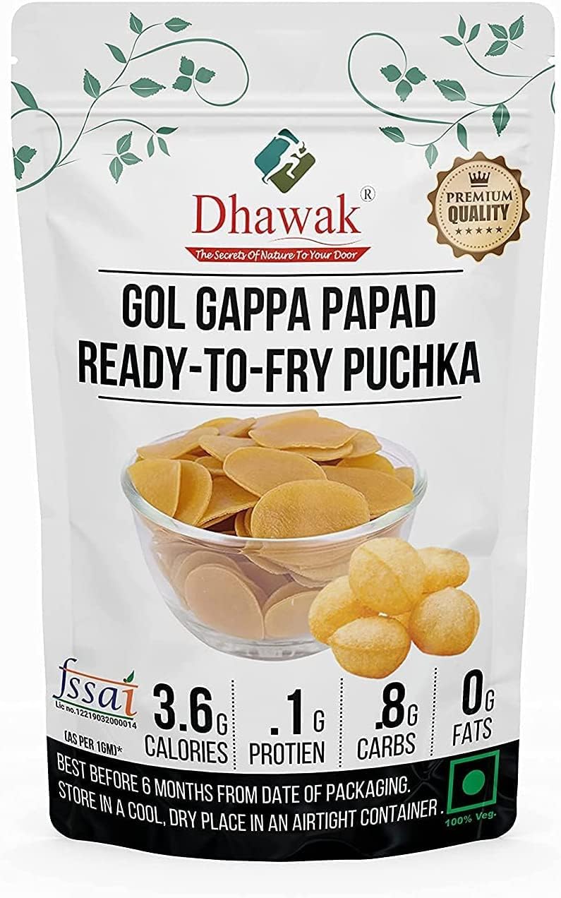 AOZA Dhawak Ready-to-Fry Dry GOL Gappa (Pani Puri Papad) - 400 GMS.