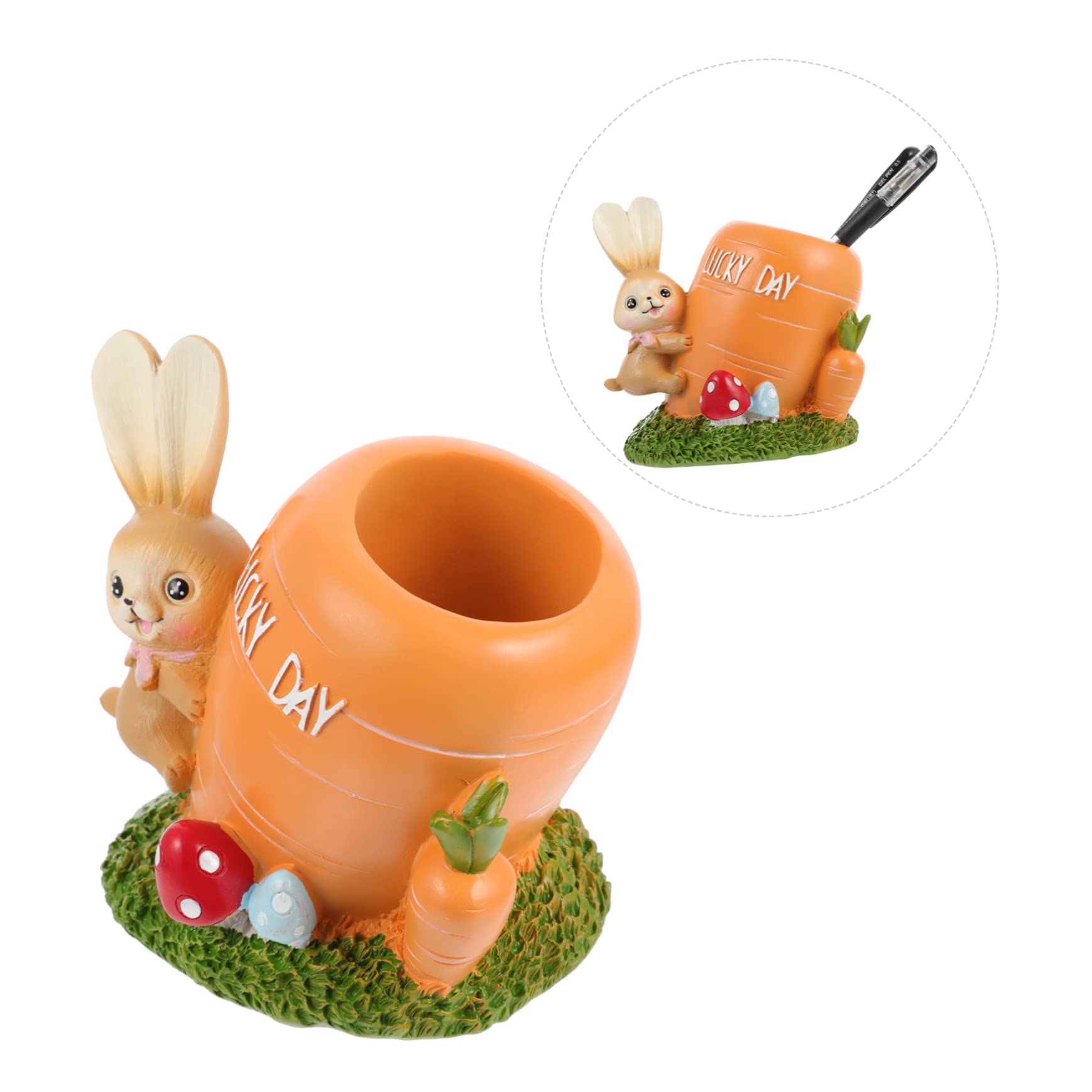 Portapenne A Forma Di Carota Ornamento in Vaso Resina Portapenne A Forma Di Ceppo Di Coniglio Contenitore Per Penne Astuccio Per Penne Portaspazzole