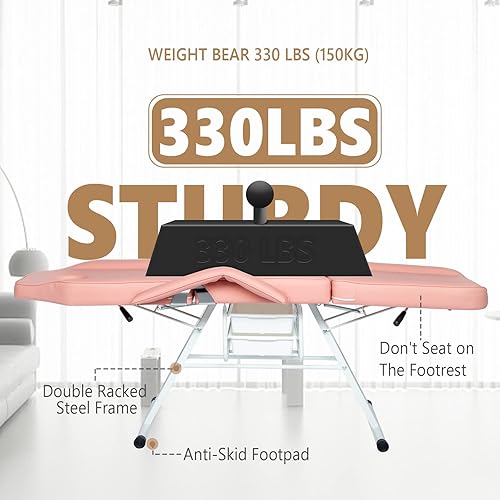 Miniatura 5 de OmySalon Cama de salón esteticista con taburete hidráulico, mesa de masaje profesional, equipo de spa con cesta de belleza, belleza facial,