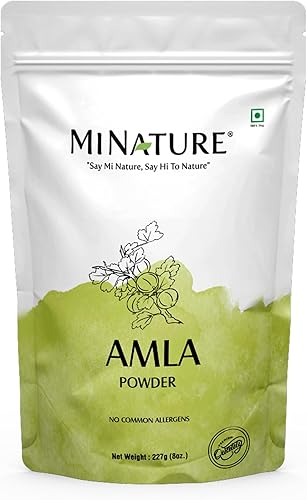 Polvo orgánico USDA Amla (fruta en polvo de amla) por mi Nature| Amalaki | 227g (8 oz) | Alto en vitamina C, antioxidantes | Crecimiento del cabello