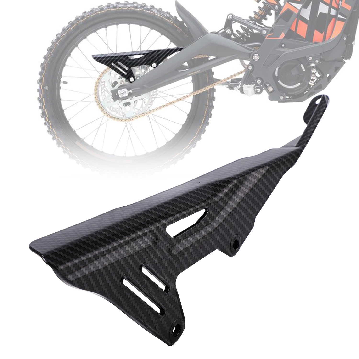 JFG RACING Motorcycle Chain Guard,Carbon Chain Guard Cover Sprocket Guard Cover Chain Protector for Sur Ron Light Bee S/X-Carbon Fiber Pattern