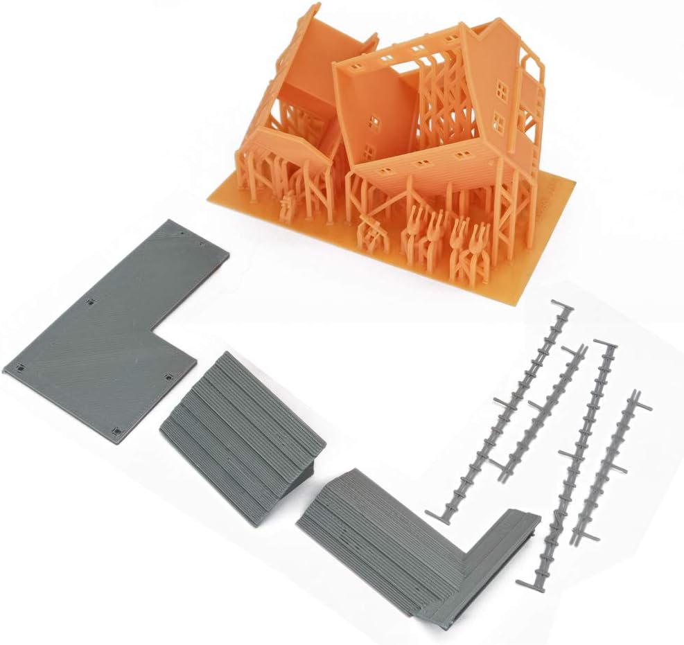 Outland Models Railroad Scenery Country L-Shape Barn House w Accessories N Scale