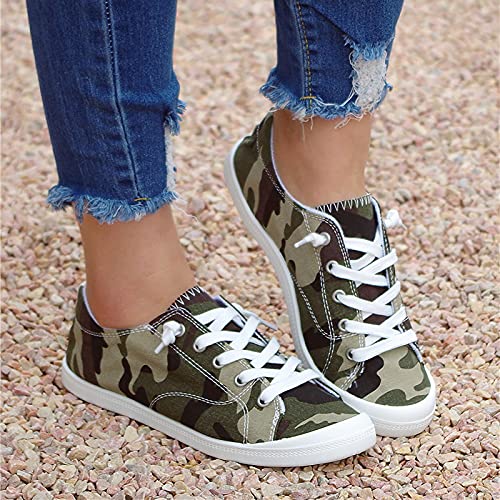 Women’s Fashion Canvas Shoes Slip-On Low Top Lace Up Sneakers Classic Casual Walking Flats #TOP3