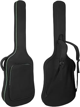 Bass Guitar Bag, 7MM Padding Bass Guitar Gig Bag Padded Soft Electric Bass Guitar Case Backpack with Pockets, Green Zipper