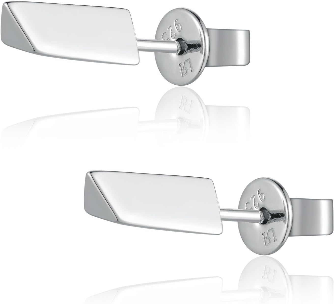 LR Accessory 925 Sterling Silver Triangular Prism Stud Earrings