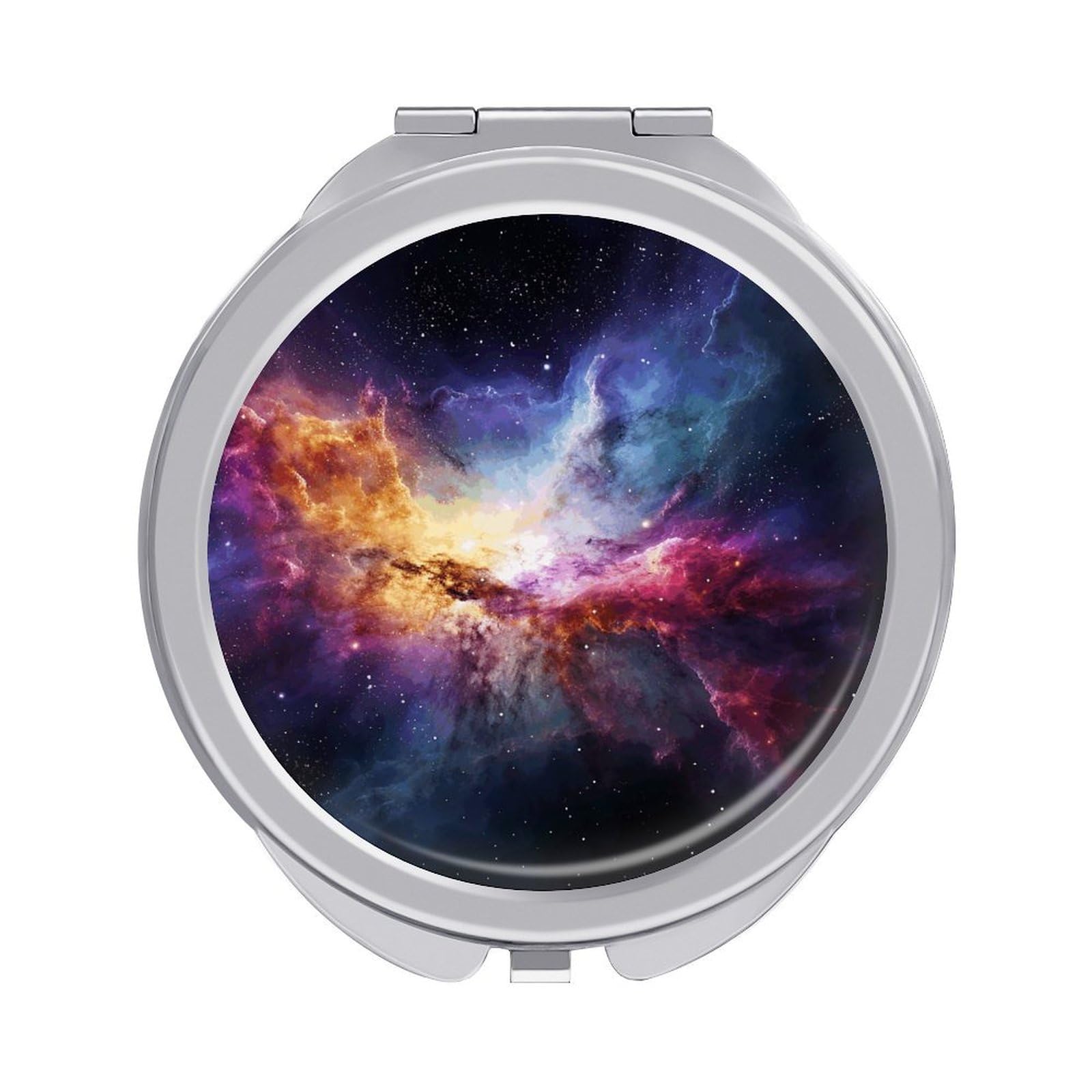 Fekiloot Style Nebula And Galaxy In The Universe Travel Makeup Mirror Handheld Compact Mirror Portable Pocket Mirror Double-Sided 1X/2X Magnifying For Handbag And Purses