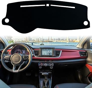 Dash Mat Cover Interior Dashboard Protection pad Compatible with Kia Rio Sedan LX EX S 2017 2018 2019 2020 2021 2022 2023 Sunshade Glare UV Rays Protector Black Trim
