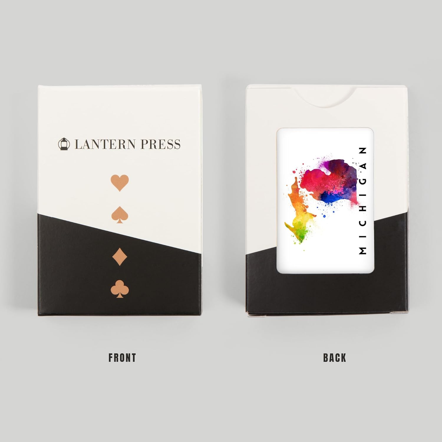Lantern Press Michigan, State Abstract Watercolor, 52 Playing Cards for Adults, Poker Size Card Deck