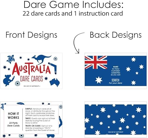 Miniatura 6 de Big Dot of Happiness Juego de juego de fiesta del día de Australia  Kit de suministros de juego de fiesta australiana de G'Day Mate  Tarjetas de