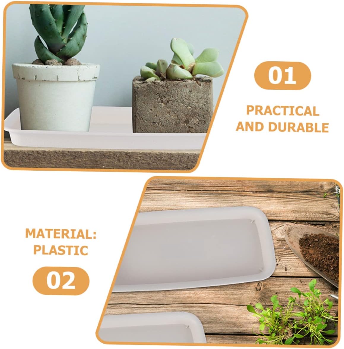 8pcs Plant Water Tray Rectangular Flowerpot Drip Tray for Use Leak Plant Saucer for Flower Pots for Gardens Home Decor