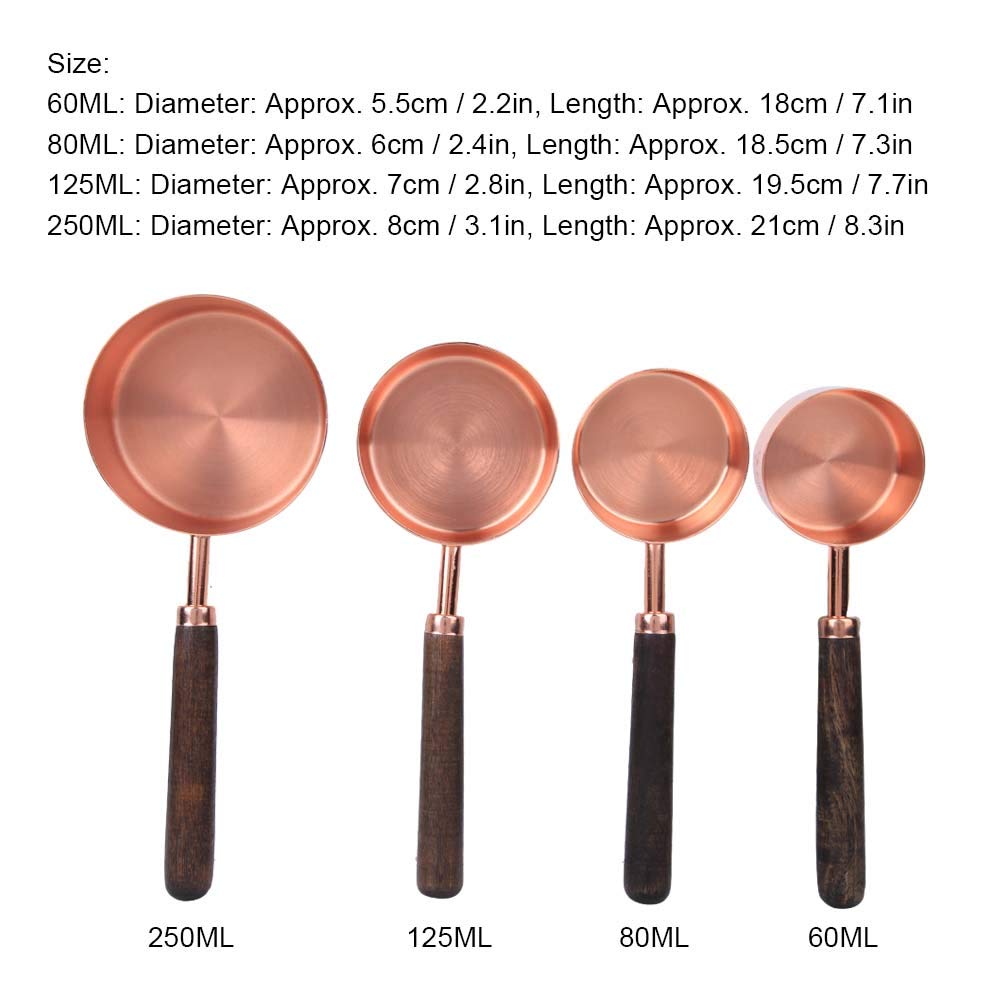 Juego de 4 Cucharas Medidoras,Cuchara Medidora Hornear de Oro Rosa,Herramienta Medici¨®n Cocina Diferentes Tama?os,Accesorio de Cocina de Acero Inoxidable 304 Grado Alimenticio