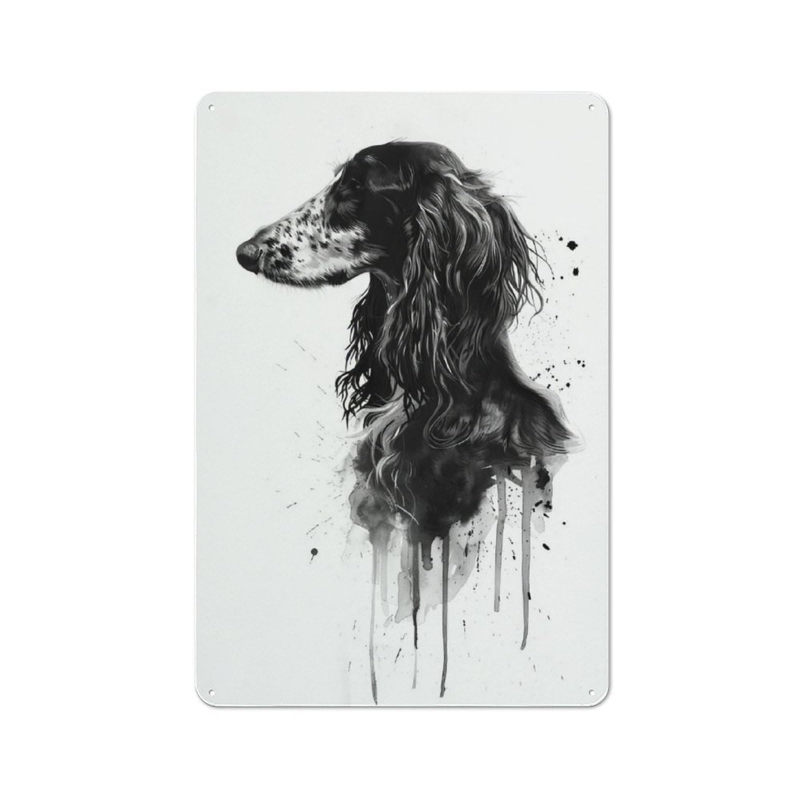 Garden Style Tin Sign 30x20cm Featuring Afghan Hound Watercolor, Shed Wall Decor for Patio Bar, Workshop, Shed Or Kitchen