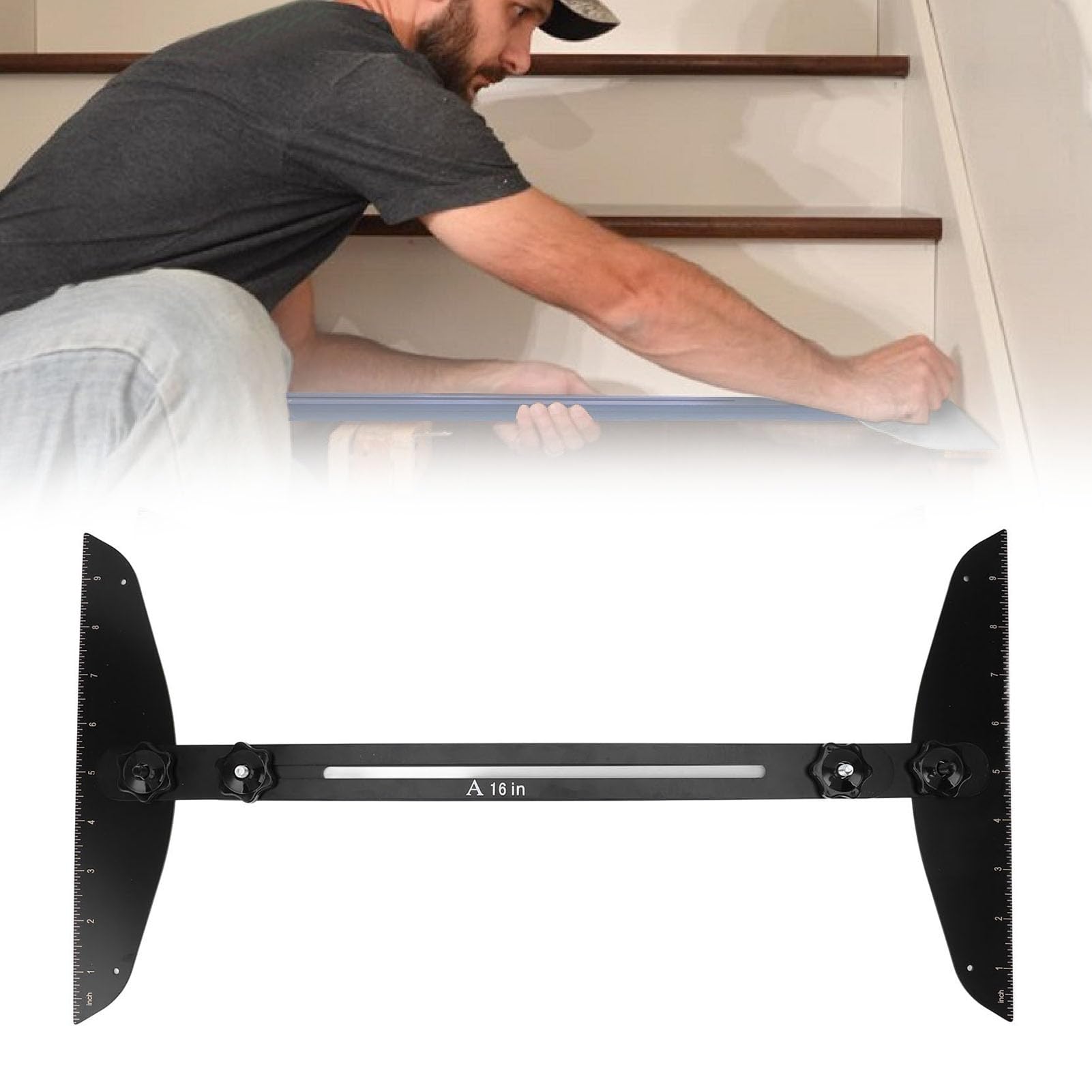 Outil de Mesure de Marche D'escalier Portable en Alliage D'aluminium, Jauge Précise de Marche D'escalier à Haute efficacité pour les Projets de Décoration de la Maison