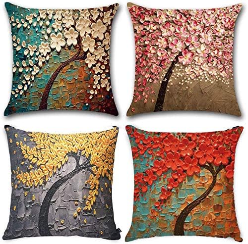 Farmhouse Decor Pillow Covers 18×18 Inch Set of 4 Decorative Throw Pillow Covers Bless Our Home Pillowcase Farm Decorations Pillow Case for Couch Sofa.