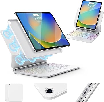 for iPad 9th Generation Case with Keyboard,Magic Style Keyboard Case for iPad 9th/8th/7th Gen 10.2 inch - Floating Cantilever Magnetic Stand Multi-Touch Trackpad White