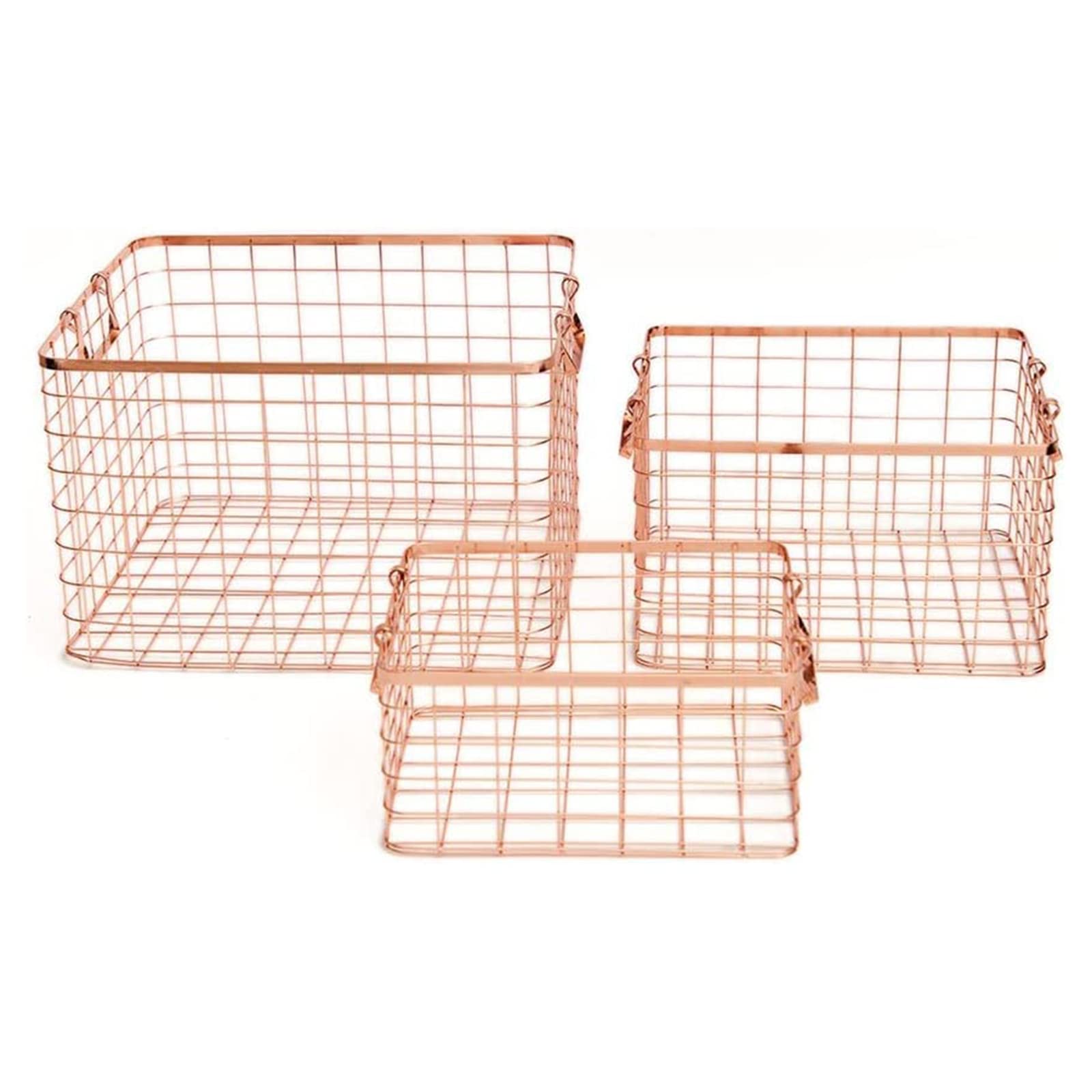 Amazon.co.jp: メタル ワイヤーカゴバスケット ピンクゴールド S： 29