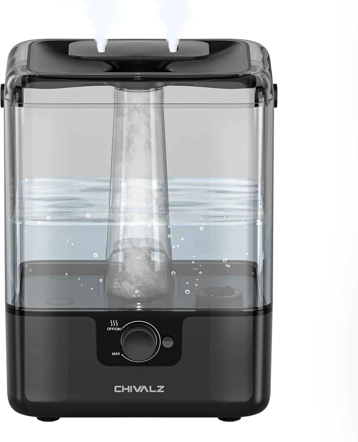 CHIVALZ Humidifiers for Bedroom, 6L Cool Mist Humidifiers for Baby Nursery, 26dB Quiet, 50H Runtime, Top Fill Humidifier for Large Room, Home, Plants, Nightlight, Oil Diffuser 1 Pack, Black