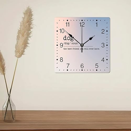 Miniatura 156 de Reloj de pared cuadrado de PVC con definición de contador, refranes motivacionales, reloj de pared grande, descripción de la palabra, 12 pulgadas