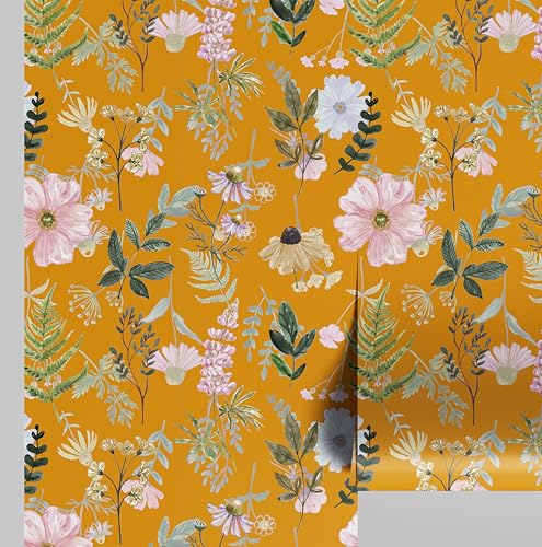 Revêtement mural fleurs sauvages en vinyle premium durable