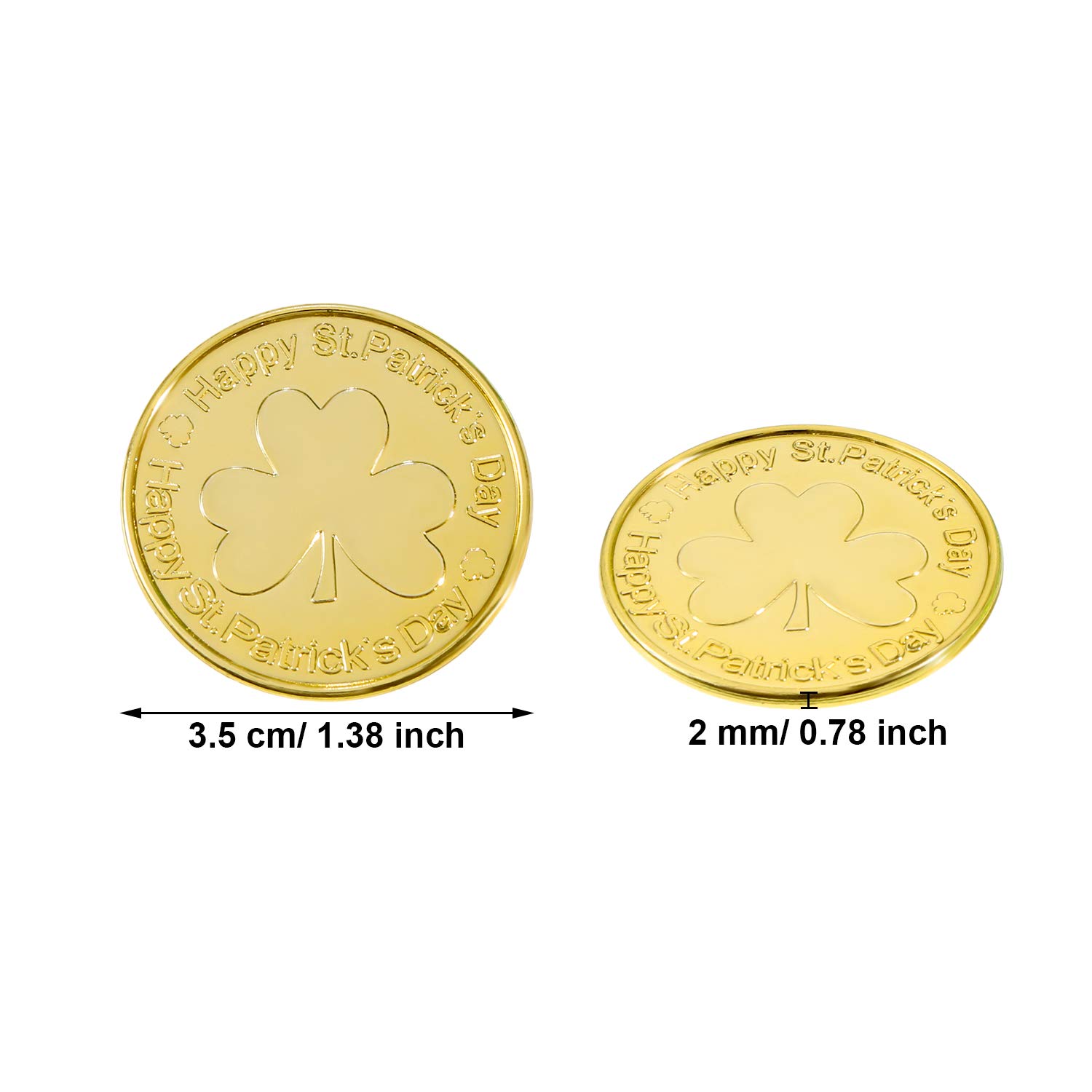 Zhanmai 120 Pieces St. Patrick's Day Coins Shamrock Lucky Plastic Coins Table Scatter Decoration for Party Favor Supplies (Gold Color)