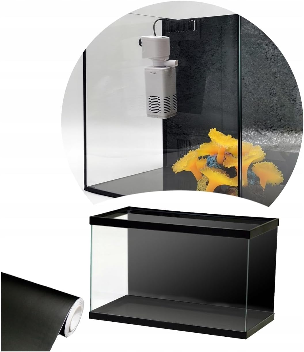 Hintergrunddekor Aquarium Rückwand Schwarz 120x50 cm – selbstklebende Folie, wasserfest und langlebig – hochwertige Aquarium Rückwand für Süßwasser- & Meerwasseraquarien