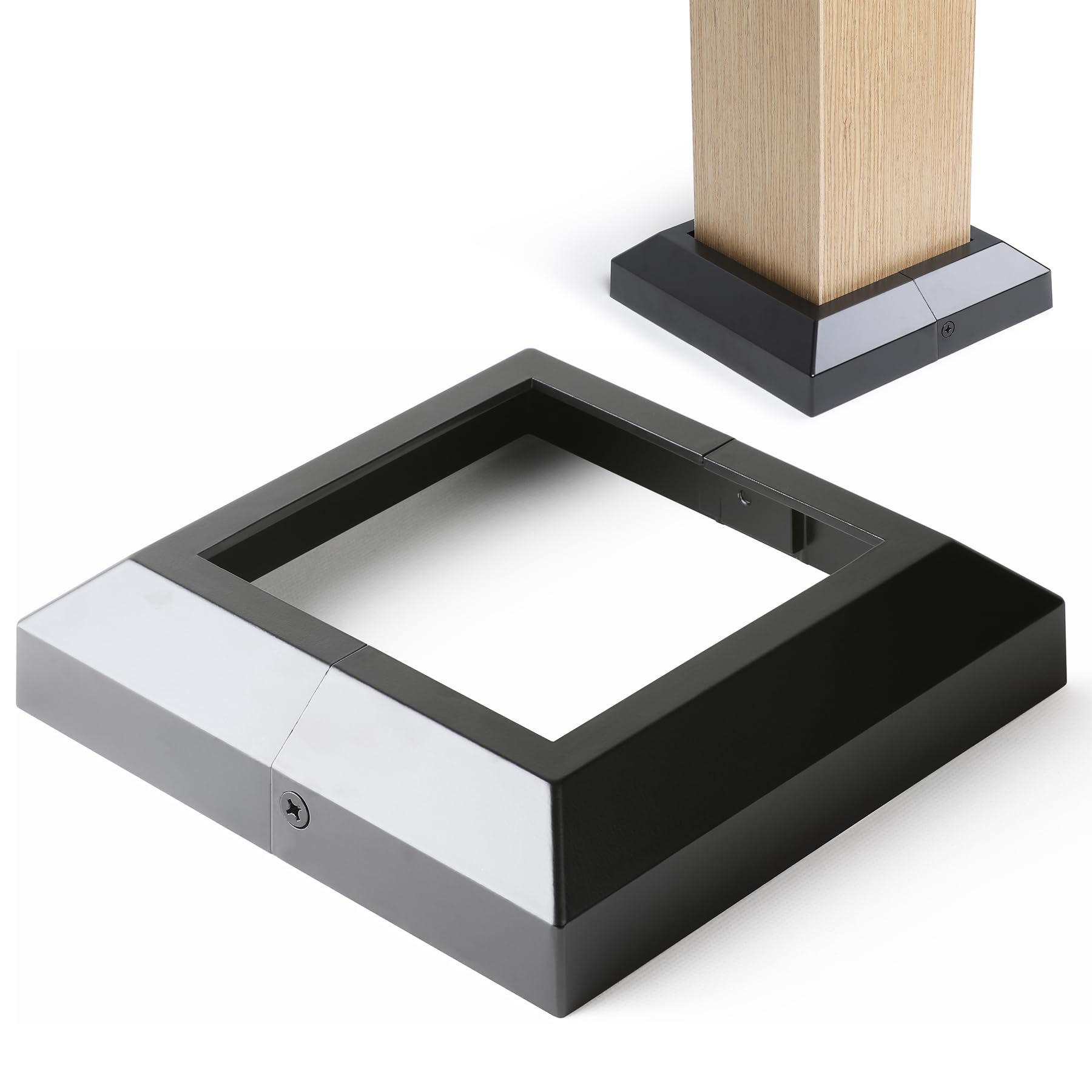 AJOVW 1Pc 6"x6" (Actually5.5 x 5.5") Aluminium Post Base Cover for Gazebo, Trellises, Horse Barns, Deck Posts,6" Post Base Skirt (Black)