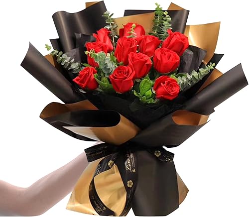 Miniatura 4 de CCINEE 20 hojas de papel de regalo de flores de doble cara, impermeable, material de embalaje de flores frescas, suministros de ramo de floristería,