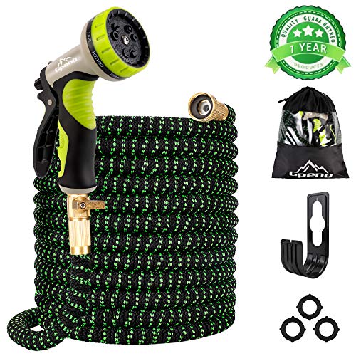 Gpeng Sunhoo 100ft Expandable Garden Hose, Upgraded Water Collapsible Hose with 9 Function