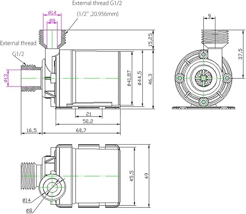 Miniatura 4 de Bomba sumergible de circuito directo de 12 V, bomba de agua sumergible de motor sin escobillas de alta elevación 800LH para estanque, cascada
