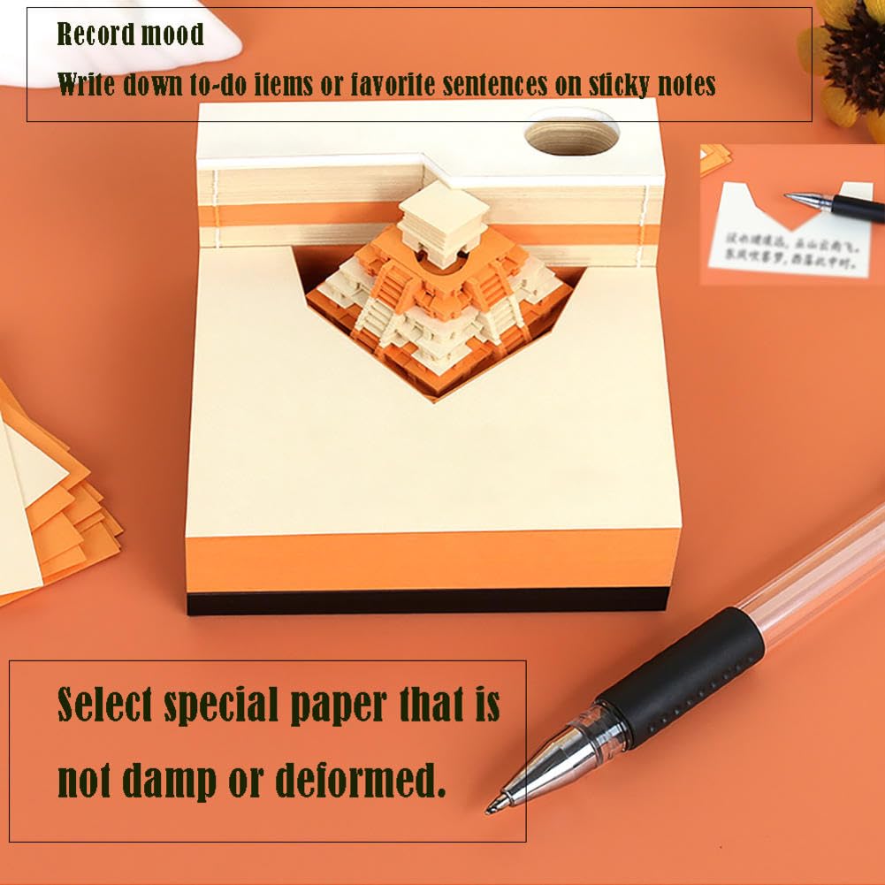 3d Sticky Notes, Kalendarz Piramidowy, To jest ręcznie podarta rzeźba z papieru(Unique Colour)