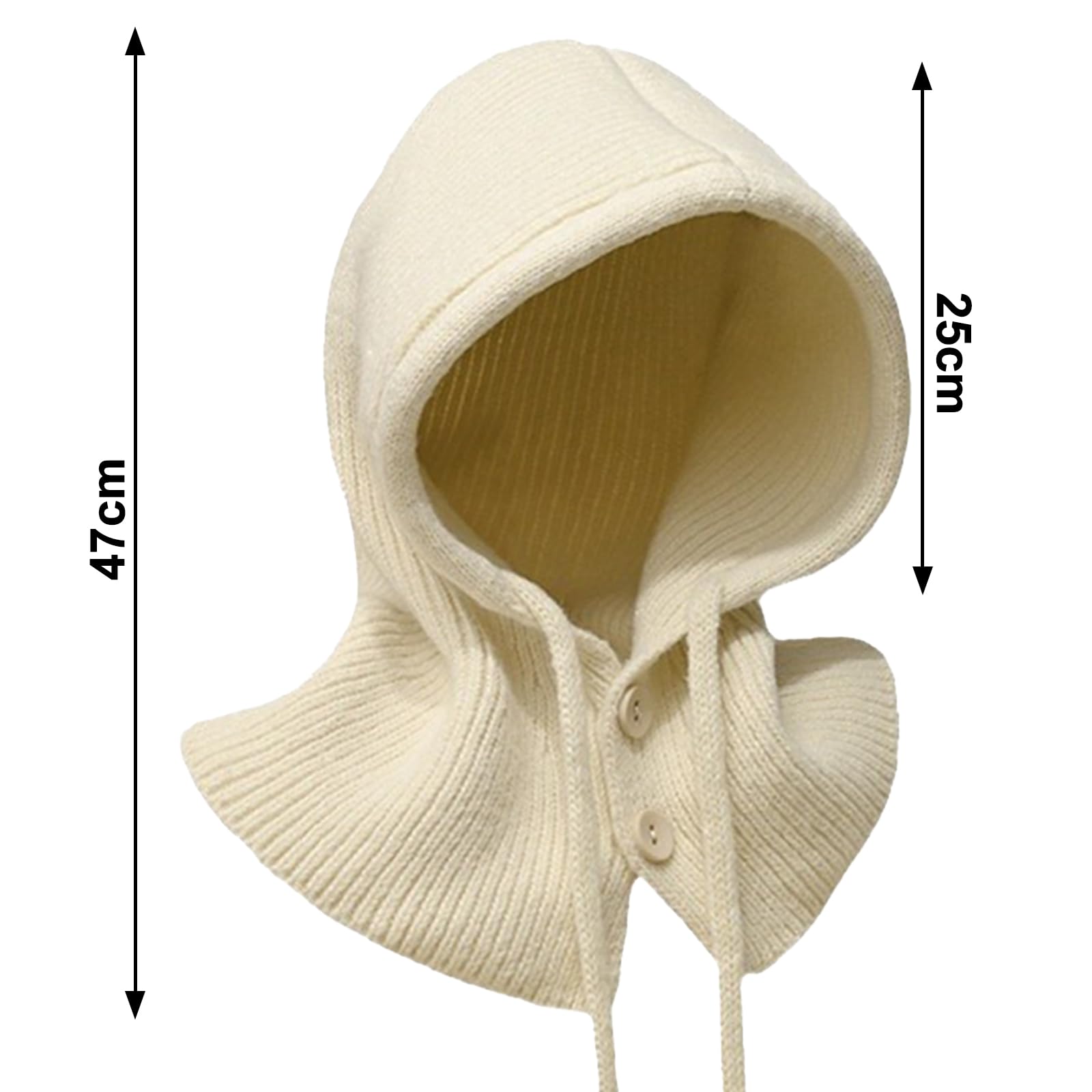 JSTHHTT Gorro de Punto Invierno Mujeres, Caliente Capucha Bufanda para Esquí Ciclismo, Mujeres Pasamontañas de Punto Beanie, para Al Aire Libre (Blanquecino)