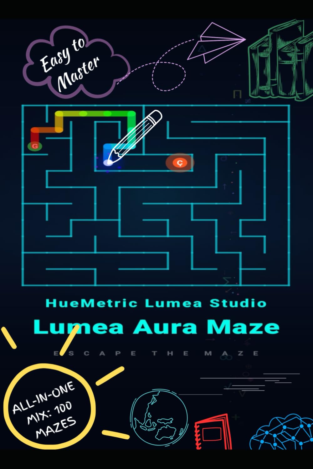Lumea Aura Maze: 100 Unique Puzzles with Solutions: Multi-Level Challenge: 20 Beginner, 20 Easy, 20 Normal, 20 Hard, and 20 Master Level Mazes for ... Aura Maze: The Ultimate IQ Challenge Series)