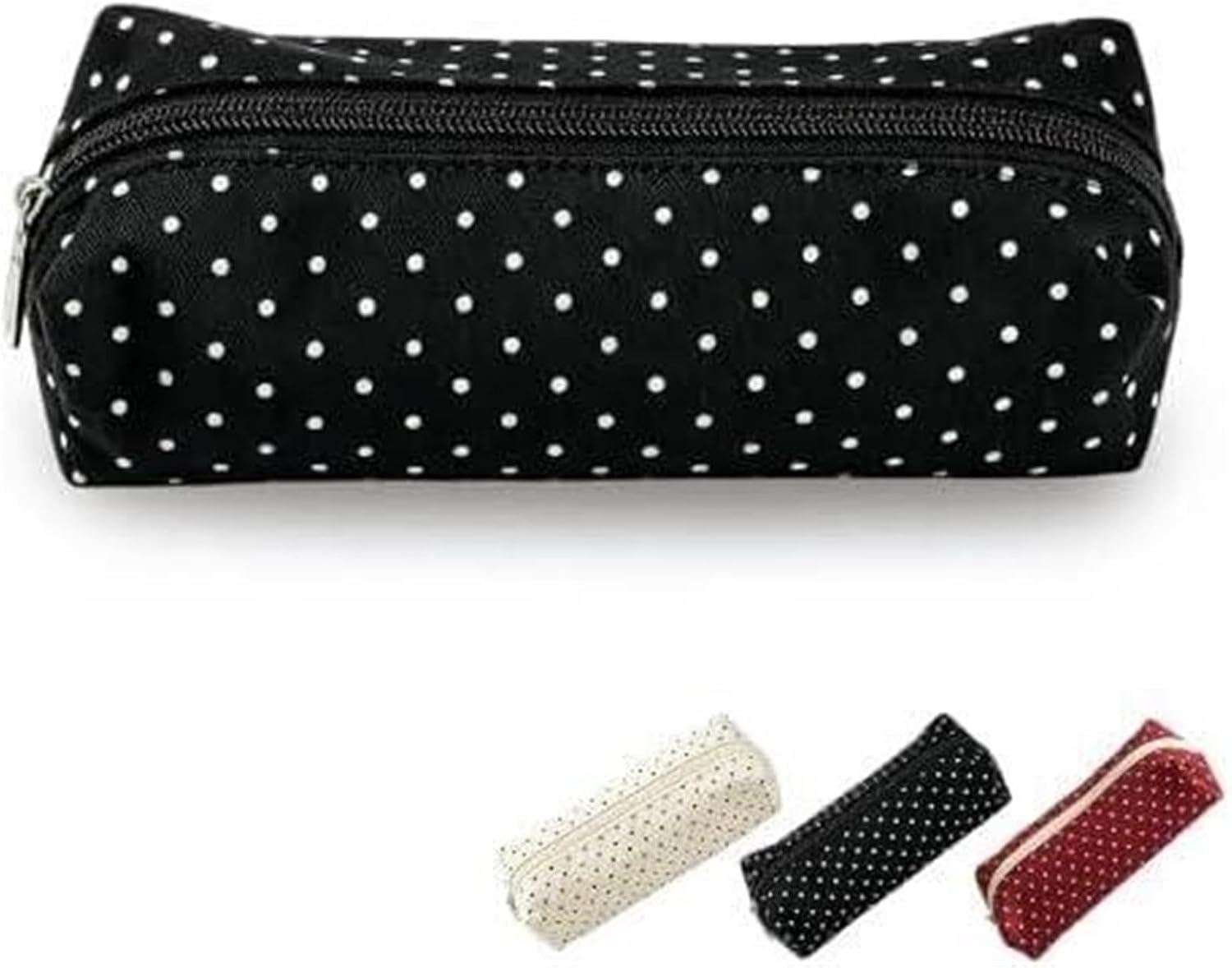 Polka Dot Pencil Case for Women, Aesthetic Canvas Storage Pouch