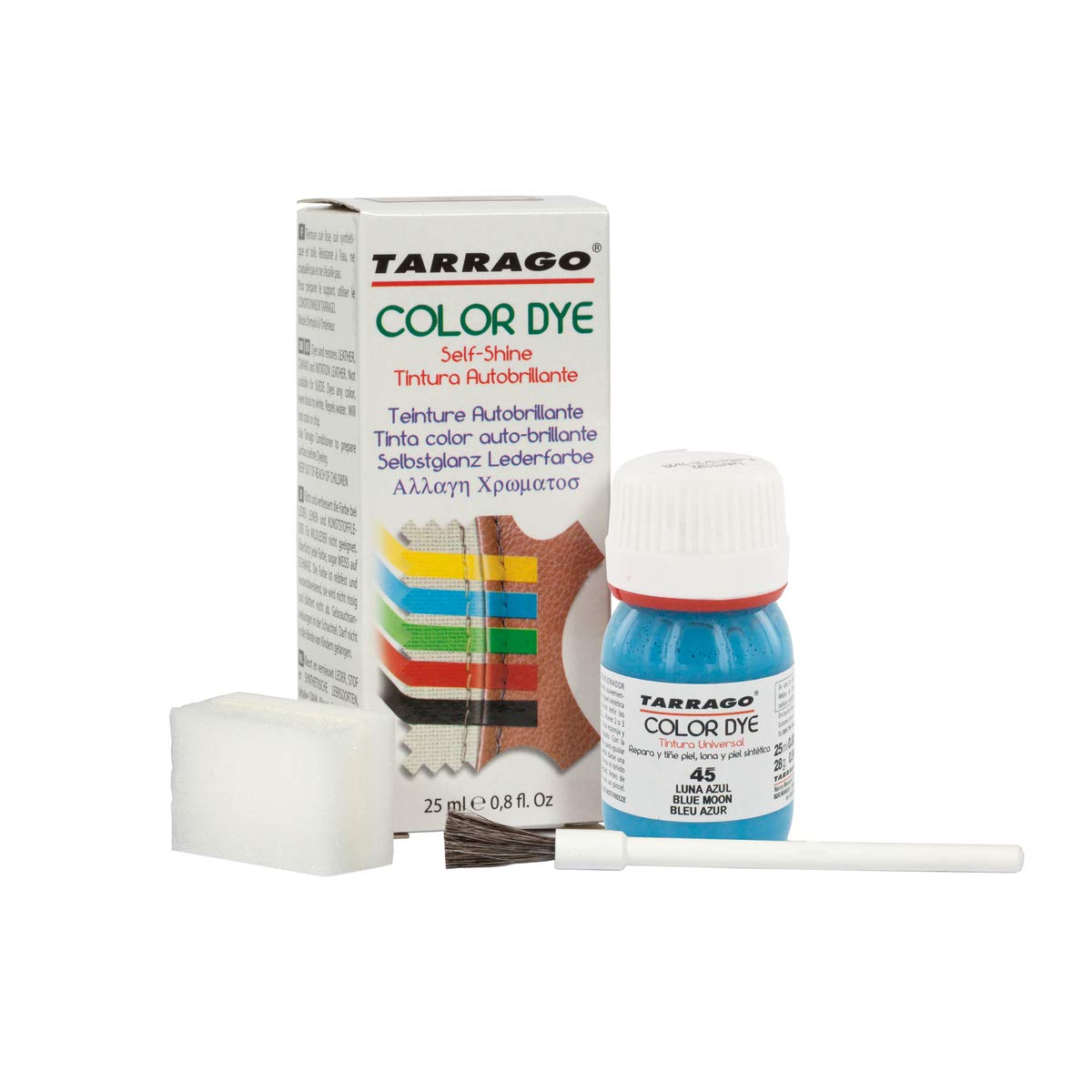Tinte para Zapatos y Bolsos de Cuero y Textil con Esponja y Brocha | Cubre Rozaduras y Desgastes del Calzado | Gama de 90 colores — view 71
