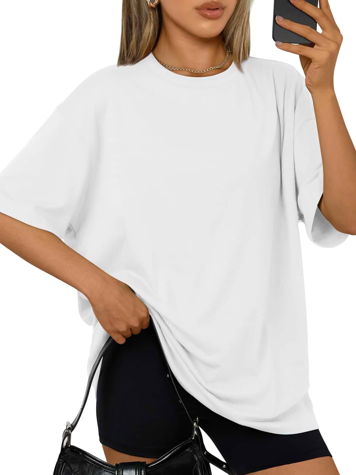 Trendy Queen Womens Oversized T-Shirts Short Sleeve Crew Neck Summer Tops Drop Shoulder Loose Fit,Casual Basic Plain Tees,Workout&Gym