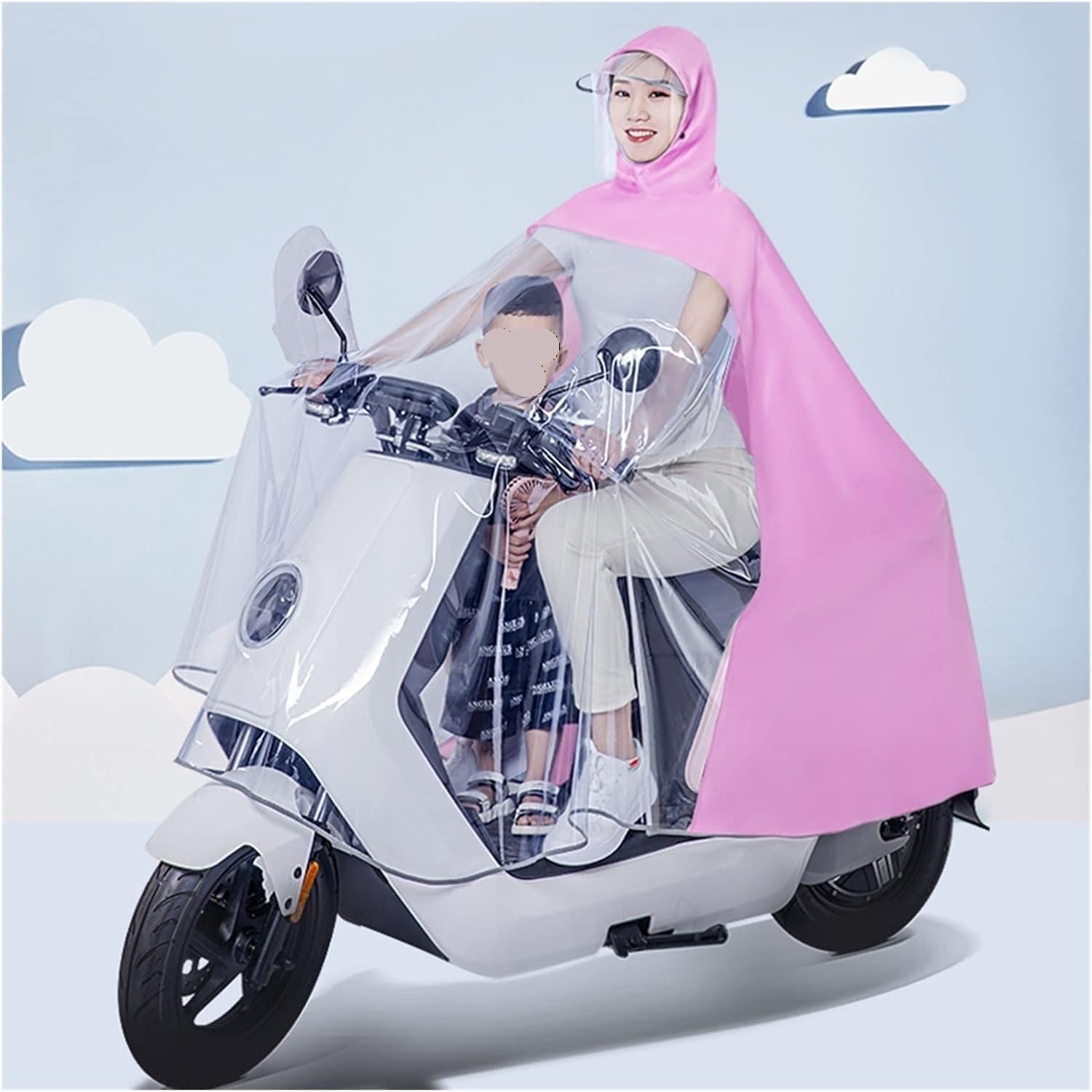 Cycling Rain Poncho 4XL 5XL Multicolor Mirror Cover for Bike E-Bike Scooter Motorcycle(Pink,4XL)