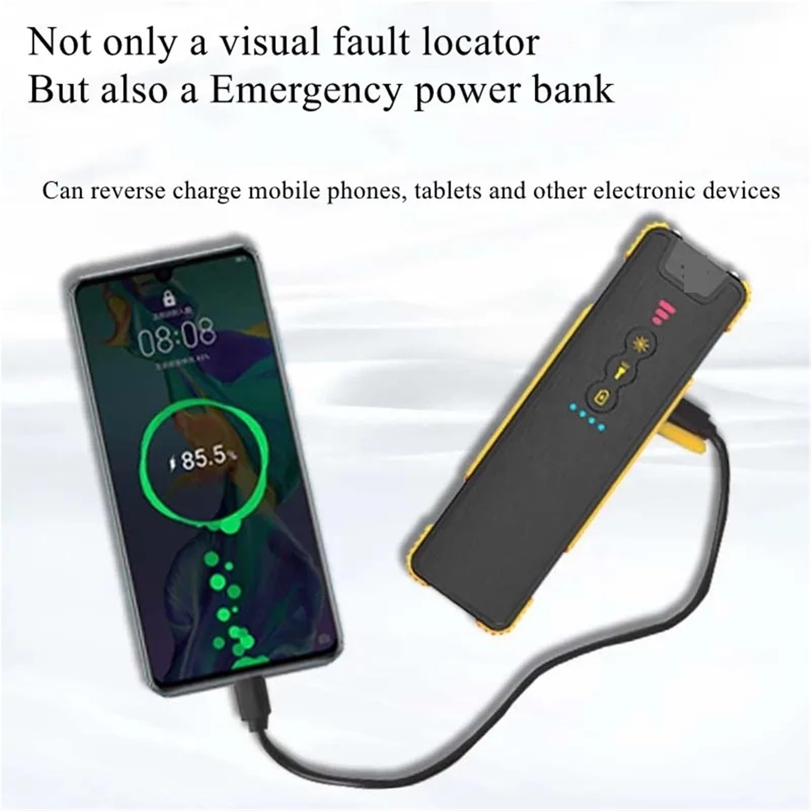 Power Bank con penna localizzatore visivo di guasti in fibra ottica ricaricabile da 3200 mAh - Portata prova 1-50 km 15/30/50 mW for test sui cavi,Serie Telecomunicazioni(50mw)