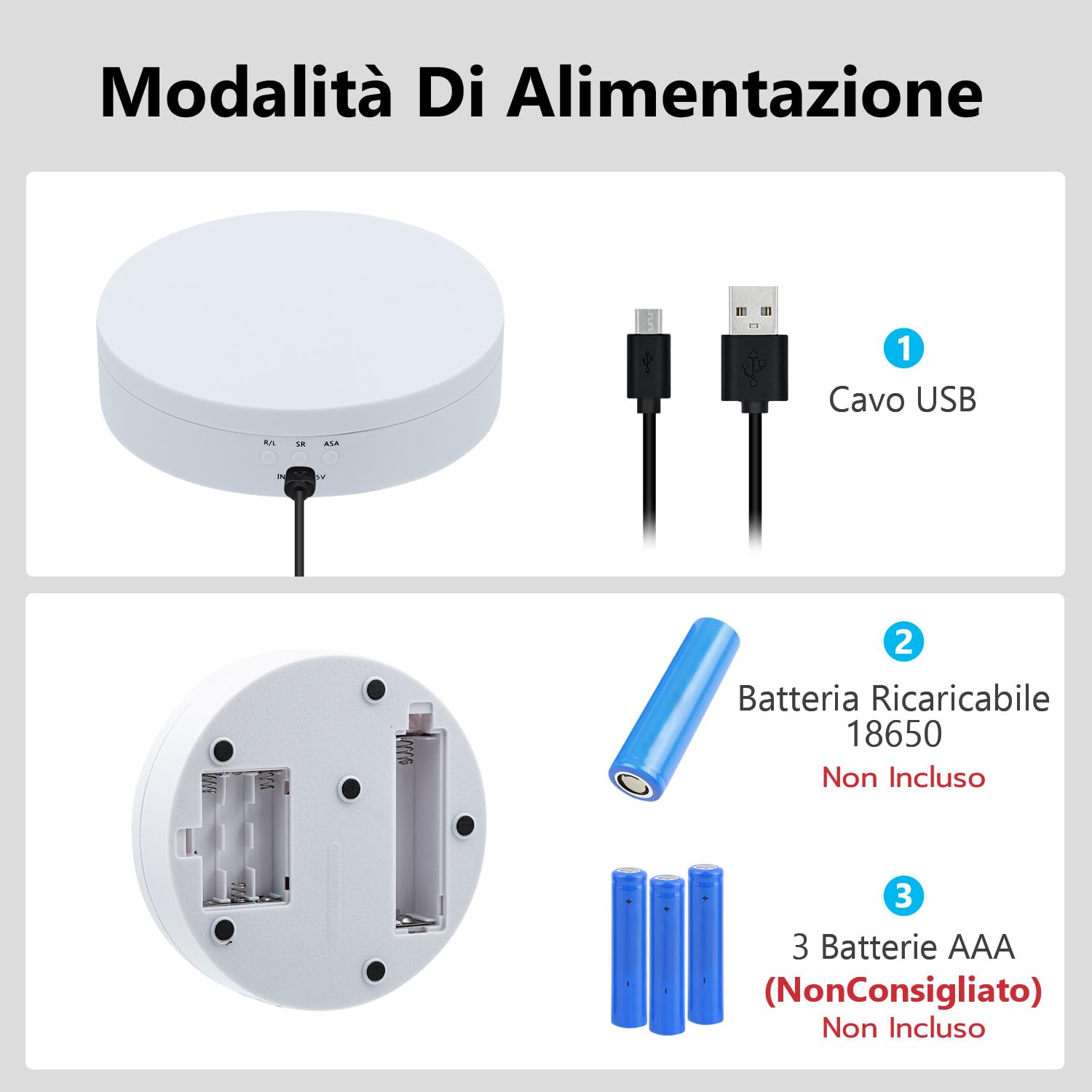 Mcbazel - Espositore Girevole a 360°, Girevole Elettrico da 4,6", Piatto Girevole Elettrico a Basso Rumore 3KG per Gioielli, Prodotti per Fotografia,Orologi, Tazze - Bianco