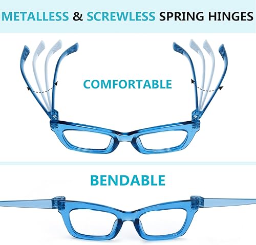 Miniatura 4 de Paquete de 6 lentes de lectura para mujeres y hombres, sin metal, sin tornillos, bisagras de resorte (+2.75)