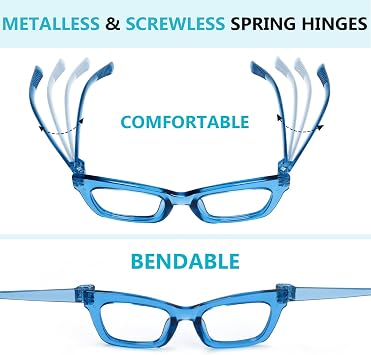 Reading Glasses Metalless Screwless Spring Hinges 6 Pack Readers for Women(+0.75)