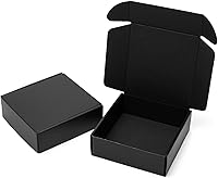 Vista 20 de Cajas de envío negras de 7 x 5 x 4 pulgadas, paquete de 25 cajas de correo de cartón corrugado para pequeñas empresas, sobres de literatura