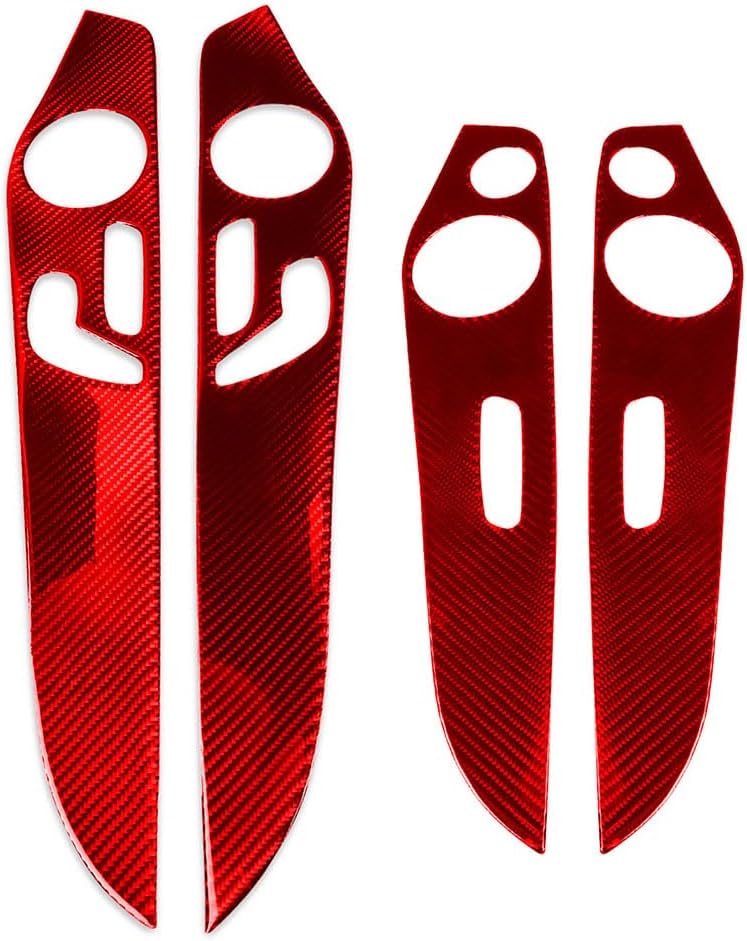 Cnoula11 Interior Door Panel Cover Trim Interior Decoration Car Side Door Frame Red Decorative Cover Trim Carbon Fiber M for Benz C Class W205 2014-2021 GLC Class X253 2016-2021