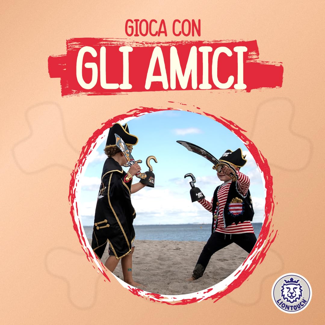 Liontouch - Scudo da Pirata - Capitan Striscia Rossa - età 3-8 Anni | Giocattolo in Gommapiuma Tema Teschio per Giochi di Ruolo per Bambini | Ideale per Costumi per Navigare nei Caraibi