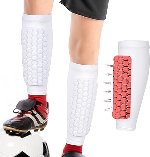 Linkidea Espinillera de fútbol de panal para niños y jóvenes, ligera, transpirable y fácil de poner, almohadillas protectoras para piernas de fútbol