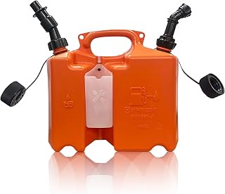 00008810113 Combined Fuel Container Storage Oil Drum with Anti-Overflow Nozzle Chain Saw Oil Drum Fuel Oil,Chain Oil 5 liters+2 liters with 2 nozzles, Suitable for Chainsaw (White toolbox)