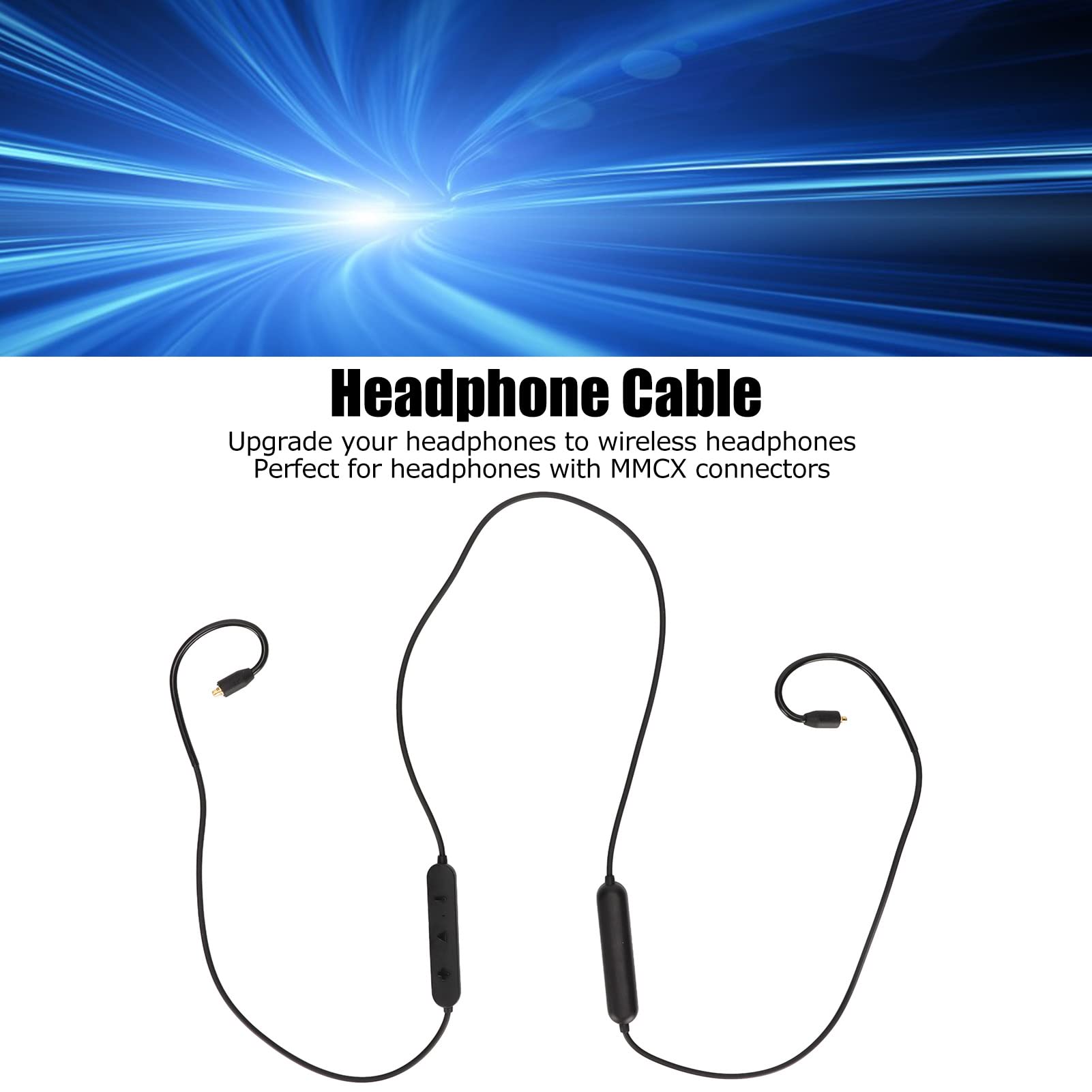 SIXRUN Cable Adaptador MMCX Cable de Inalámbrico Bluetooth 5.0 Cobre Libre de Oxígeno Alcance de 10 M Reproducción de 5 a 7 H Tiempo de Conversación de 10 H para Auriculares MMCX para Se215 Se315