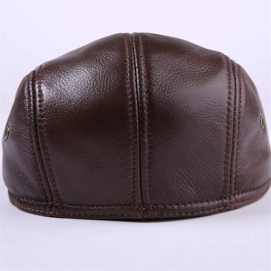 Boina clásica para hombre, de piel auténtica, para invierno, con pico de pato