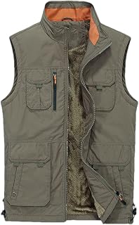 Pohullan Men's Multi-Pockets Photographer Waistcoat Sleeveless Jacket Fishing Working Mesh Vests