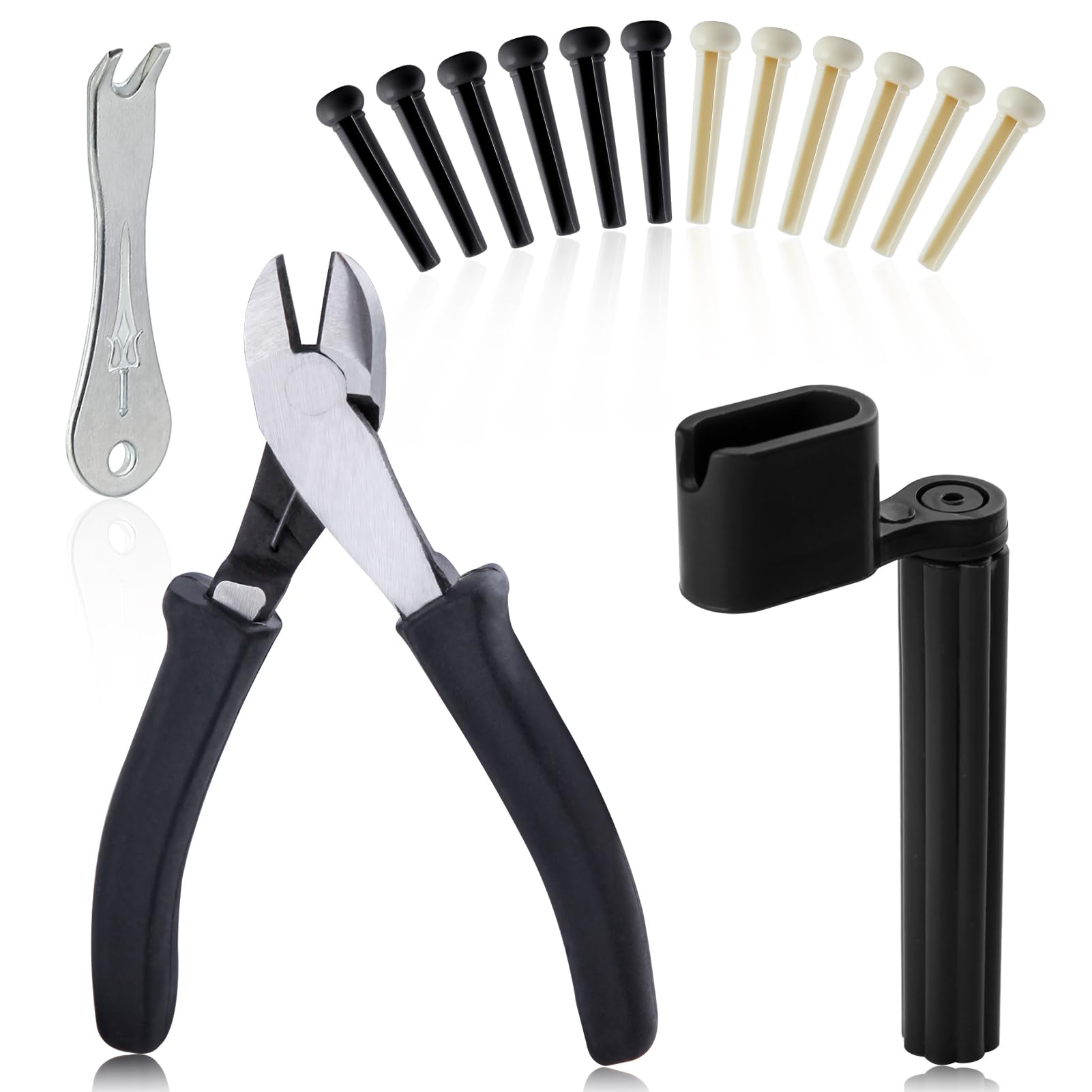 INJOYTEC 15pcs Guitar Repair Kit Mini Diagonal Nose Pliers Guitar String Cutter Guitar String Winder Guitar Pin Puller For Cutting Replacing Guitar Bass Strings