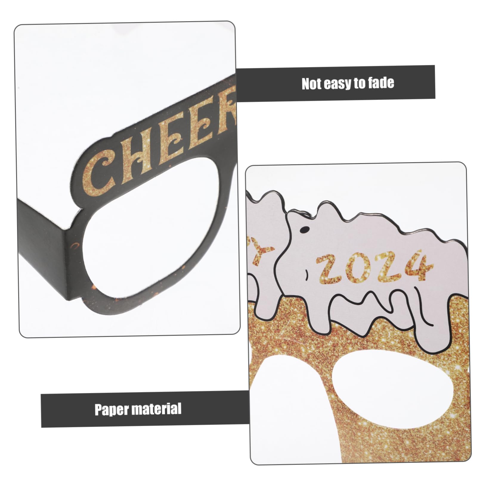 BRIGHTFUFU New Year's Eve Party Glasses 2024 Year's Eve Supplies Stylish Paper Eyewear